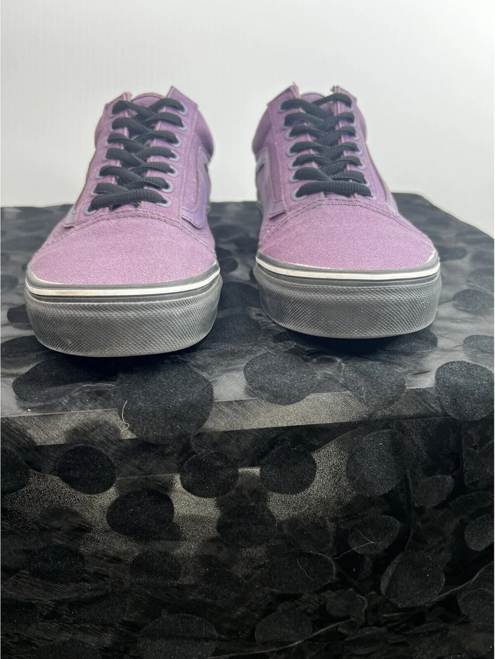 Vans Old Skool Washed Purple Canvas Black Sole Shoes Men's 9 Women's 10.5